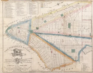 Guía del bombero - Un mapa de Nueva York que muestra los distritos de bomberos, 1834